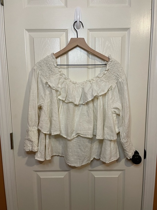 For The Republic Tops - For the Republic Tiered Off the Shoulder Cotton Blouse Boho Cottagecore Size XL